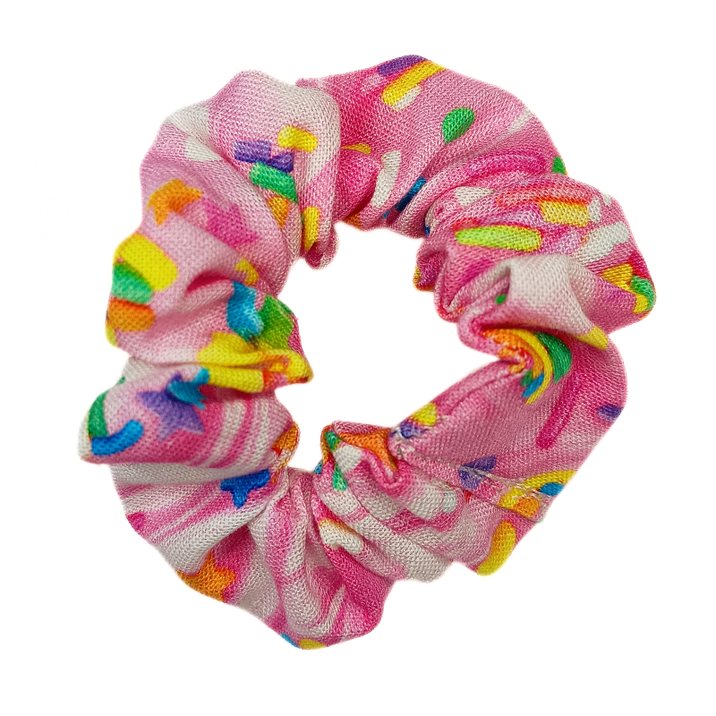 Pink Frosting & Sprinkles Mini Scrunchie