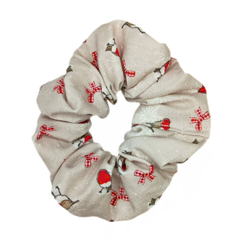 Christmas Robins & Bows Scrunchie