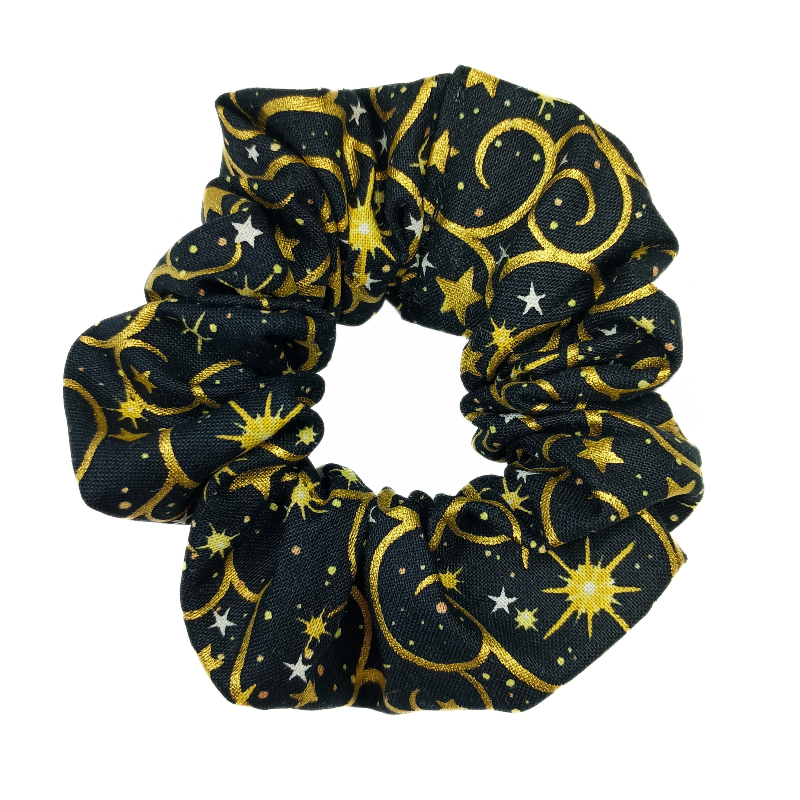 Christmas Black & Gold Swirl Scrunchie