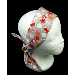 Christmas Grey Self Tie Headband