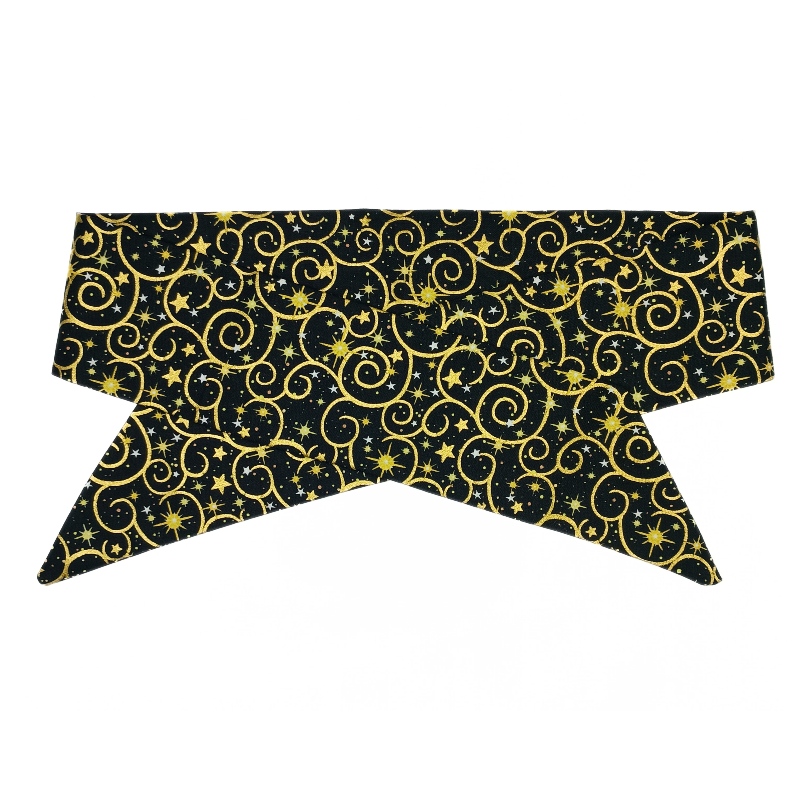 Christmas Black & Gold Swirls Self Tie Headband