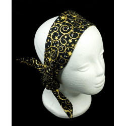 Christmas Black & Gold Swirls Self Tie Headband