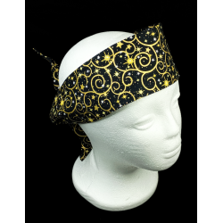 Christmas Black & Gold Swirls Self Tie Headband