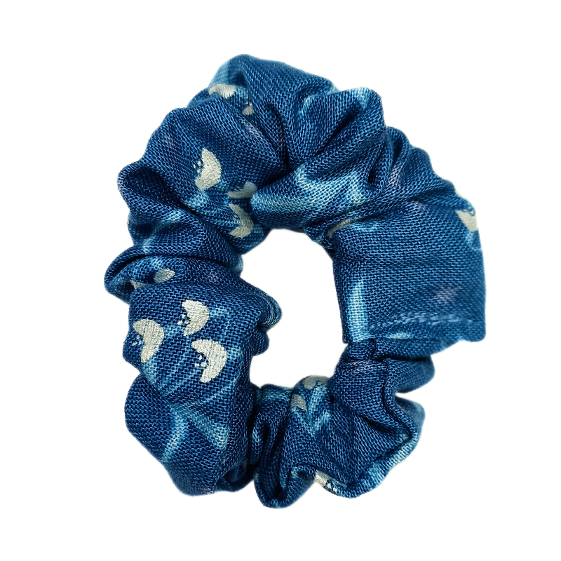 Twilight Blue Snowdrops Mini Scrunchie