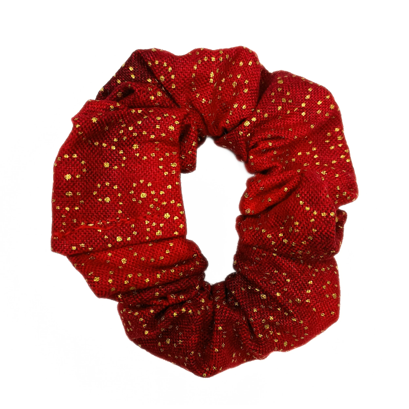 Christmas Red & Gold Swirl Mini Scrunchie
