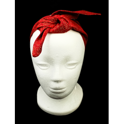 Christmas Red & Gold Swirl Self Tie Headband