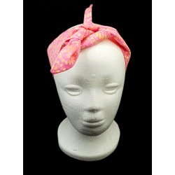 Pink & Yellow Paisley Batik Self Tie Headband