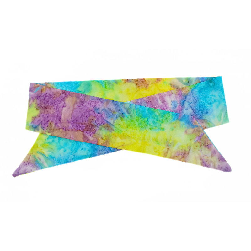 Yellow, Purple, Blue & Green Batik Self Tie Headband