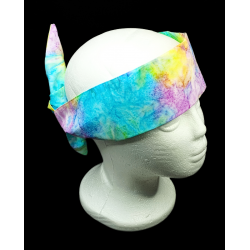 Yellow, Purple, Blue & Green Batik Self Tie Headband