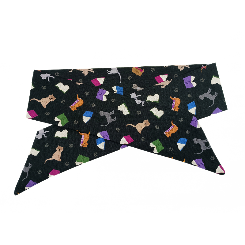 Cat & Books Self Tie Headband