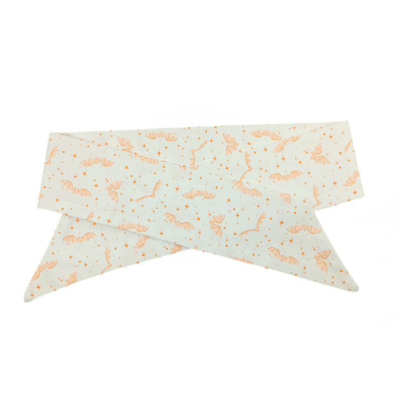 White & Peach Retro Bats Self Tie Headband