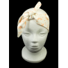 White & Peach Retro Bats Self Tie Headband