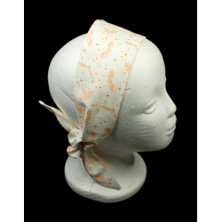 White & Peach Retro Bats Self Tie Headband