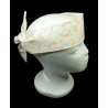 White & Peach Retro Bats Self Tie Headband