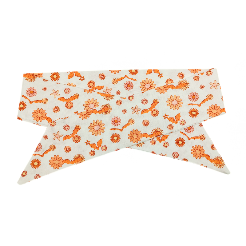 Retro Bats & Flowers Self Tie Headband