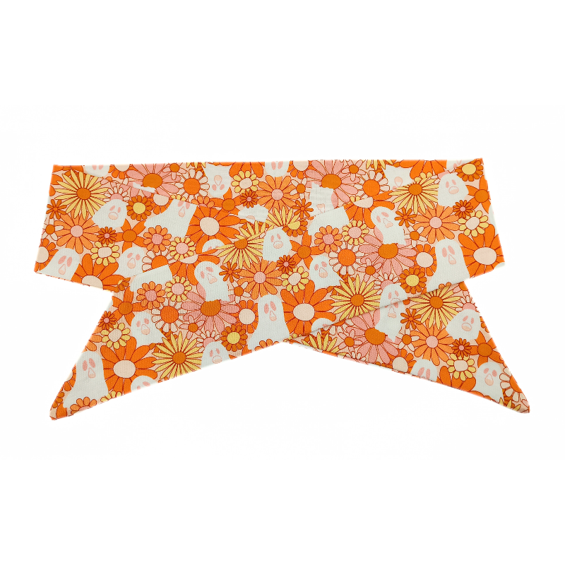 Retro Ghosts & Flowers Self Tie Headband