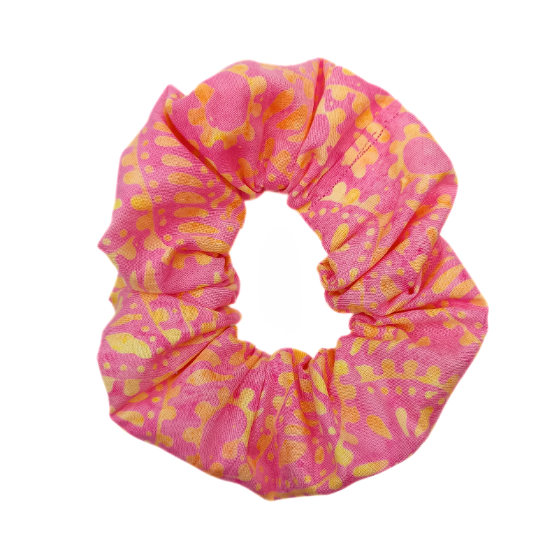 Pink & Yellow Paisley Batik Scrunchie