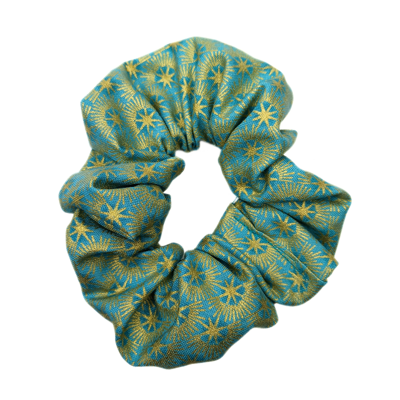 Teal Luna Metallic Scrunchie
