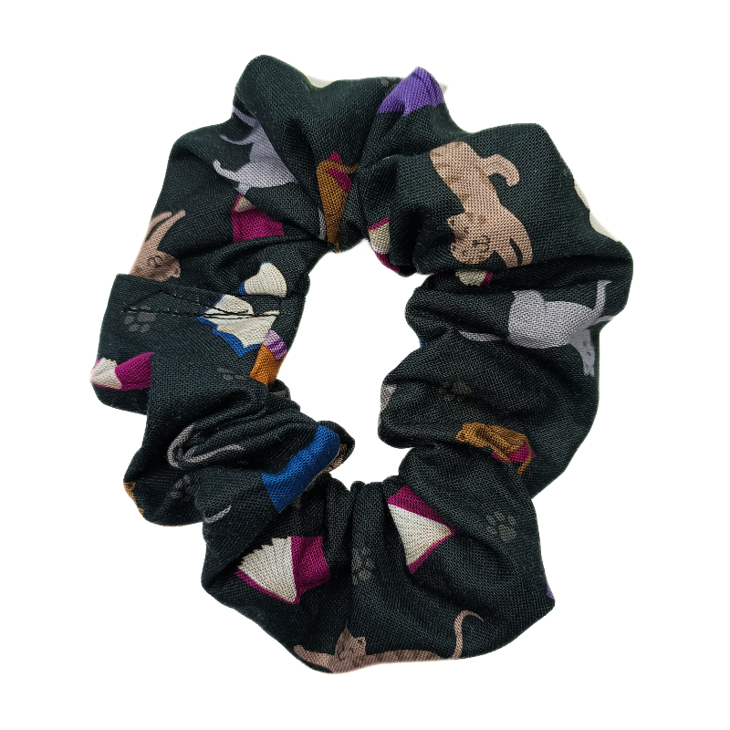 Cat & Books Scrunchie