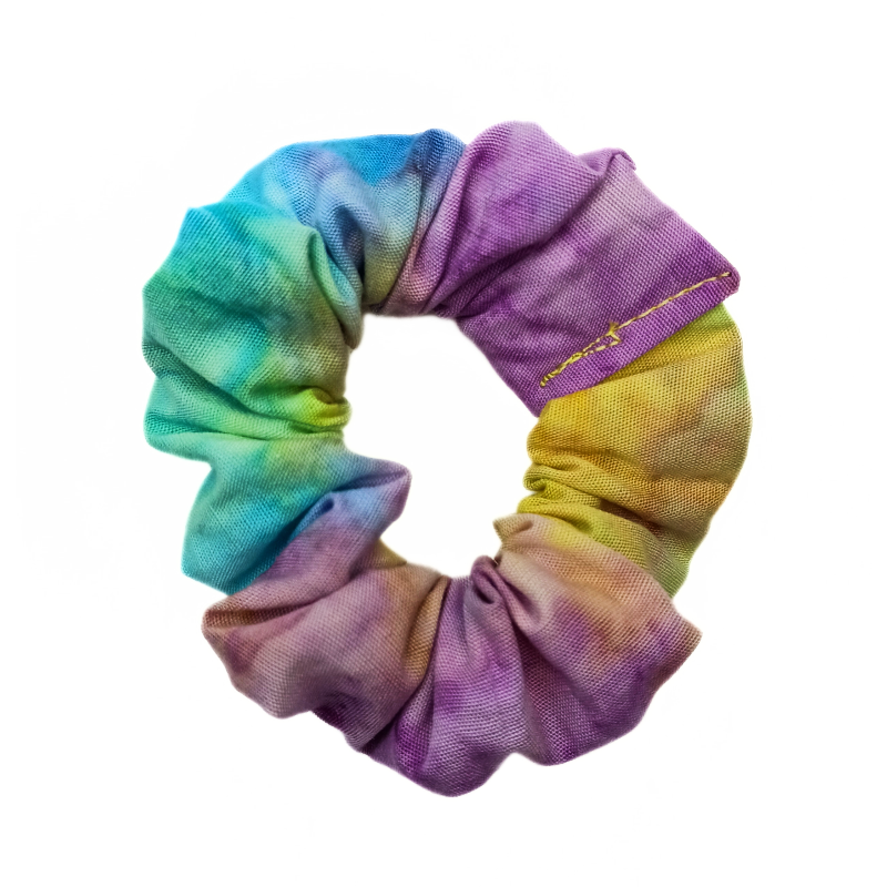 Yellow, Purple, Blue & Green Batik Mini Scrunchie
