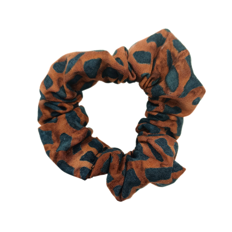 Midnight Earth Shale Batik Mini Scrunchie