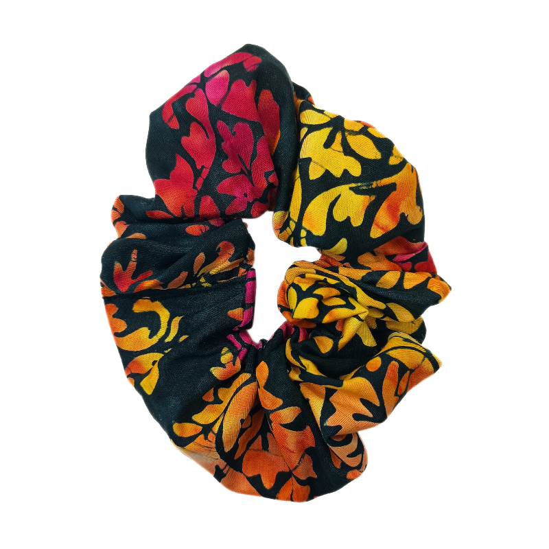 Autumn Falls Batik Scrunchie