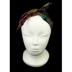 Rainbow Midnight Swirls Batik Self Tie Headband