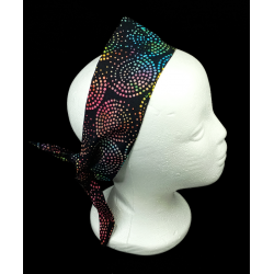 Rainbow Midnight Swirls Batik Self Tie Headband