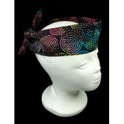 Rainbow Midnight Swirls Batik Self Tie Headband