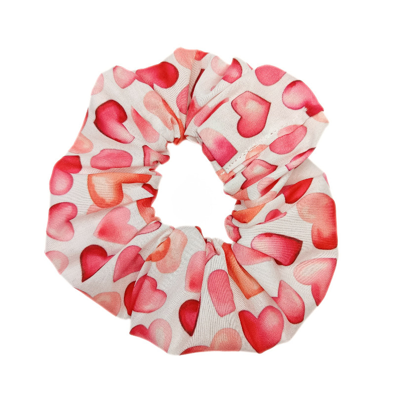 Watercolour Pink Hearts Scrunchie