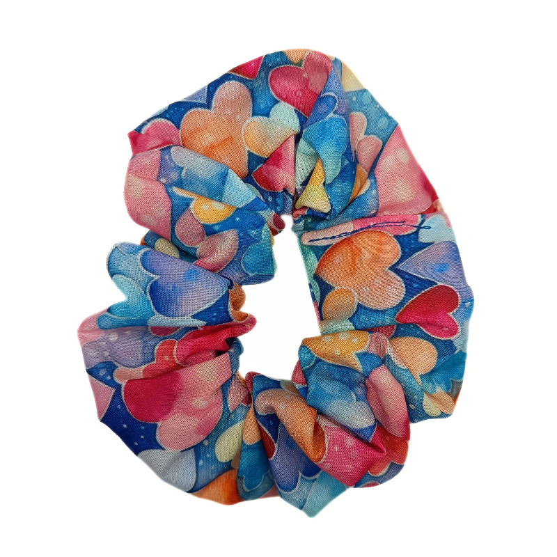 Watercolour Blue Hearts Scrunchie