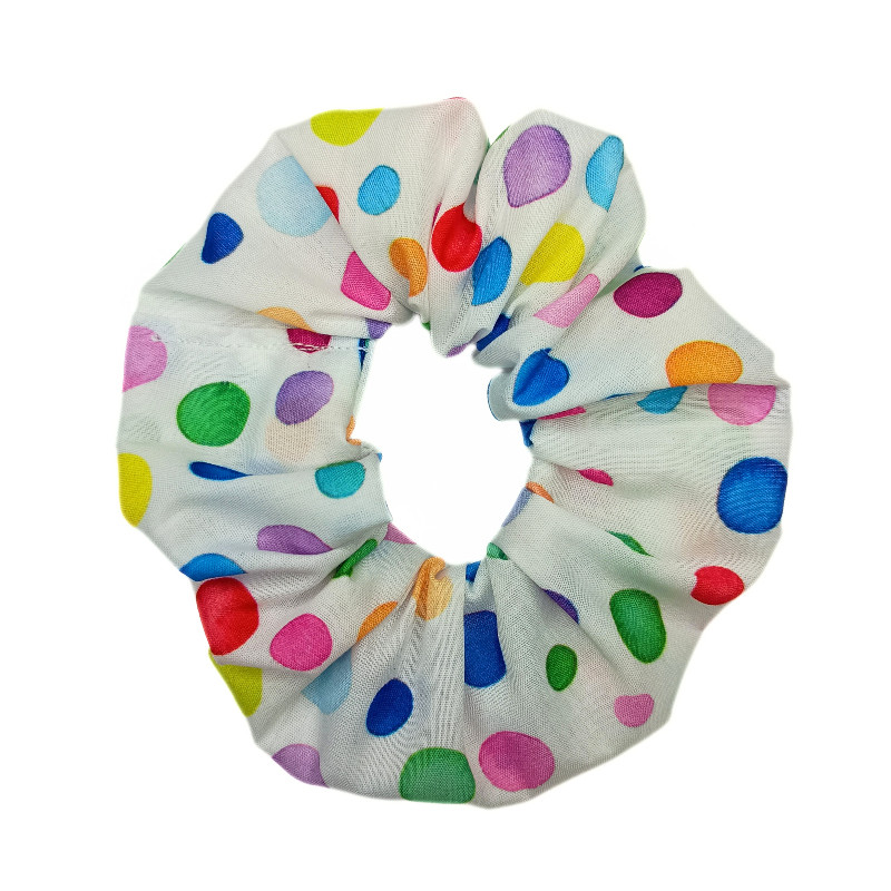 Rainbow Watercolour Spots Scrunchie