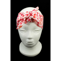 Watercolour Pink Hearts Self Tie Headband