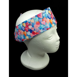 Watercolour Blue Hearts Self Tie Headband