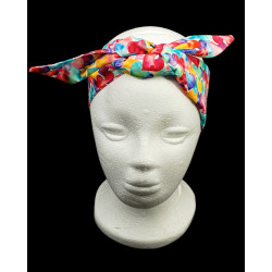 Rainbow Watercolour Hearts Self Tie Headband