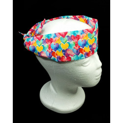 Rainbow Watercolour Hearts Self Tie Headband