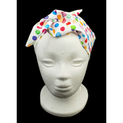 Rainbow Watercolour Spots Self Tie Headband
