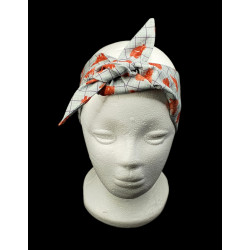 Blue Check Highland Cow Self Tie Headband