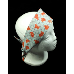 Blue Check Highland Cow Self Tie Headband