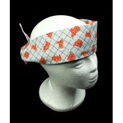 Blue Check Highland Cow Self Tie Headband