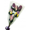 Wooden Rose Bouquet - Purple, Yellow & White