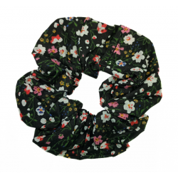 Black & Pink Floral Scrunchie