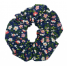 Navy & Pink Floral Scrunchie
