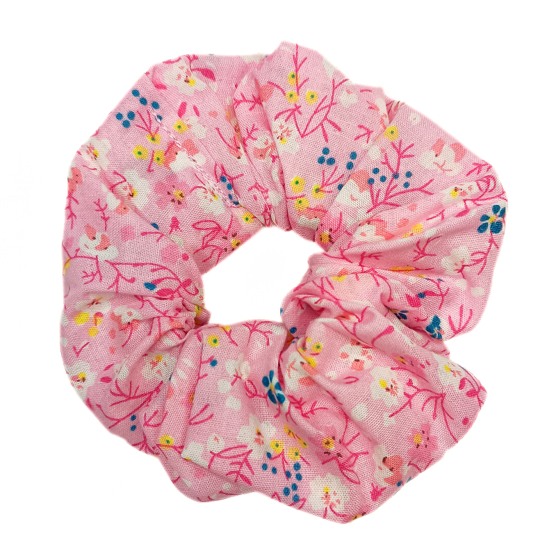 Pink Floral Scrunchie