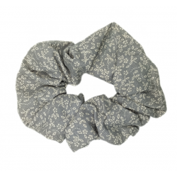Grey & White Floral Scrunchie