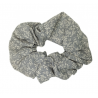 Grey & White Floral Scrunchie