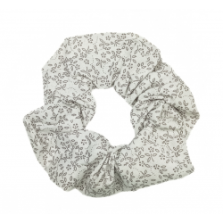White & Grey Floral Scrunchie