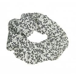 White & Black Floral Scrunchie