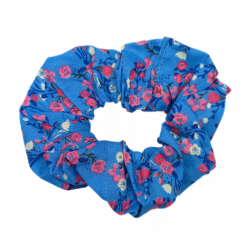 Blue & Pink Floral Scrunchie