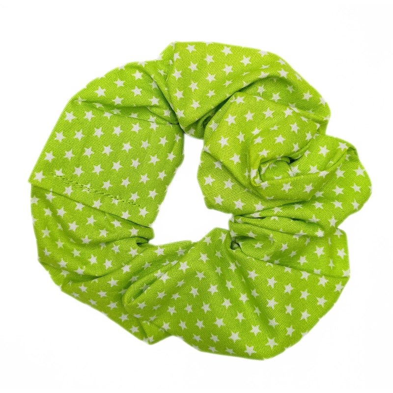 Lime Green Mini Stars Scrunchie